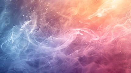 Fototapeta premium Abstract Colorful Smoke Background with Gradient Hues and Sparkling Particles in Soft Focus
