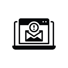 Black solid icon for email virus  