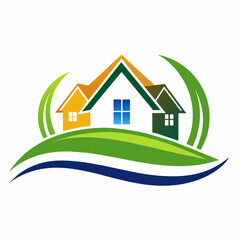 green house icon, an elegant emblem-style logo for a real estate agency, real estate 2d logo icon, real estate vector illustration, eps File,, Creative Logo Icon