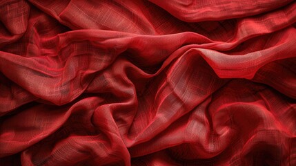 Obraz premium Wrinkled linen texture in red color