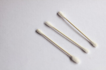 cotton bud isolated white background,health concept a tool used to clean earwax
