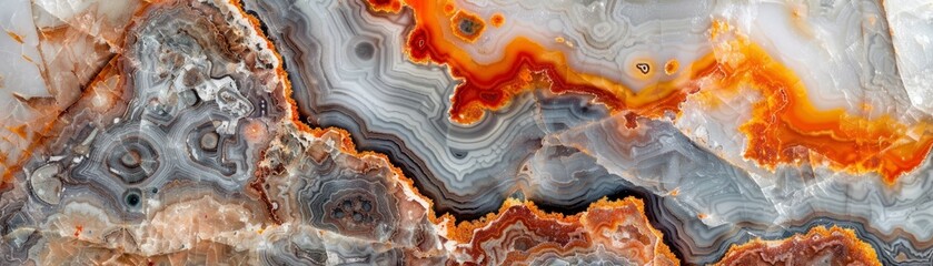 Obraz premium Agate stone with orange and grey bands.