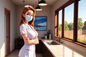 Nurse, Hospital Background, 3D Animation, Background Image