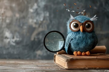  magnifying glass with cute cartoon eyes on a white background, confetti flying around,