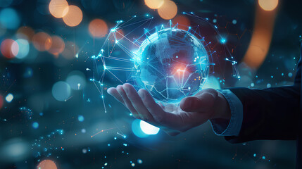 Business innovation with futuristic technology and digital globe