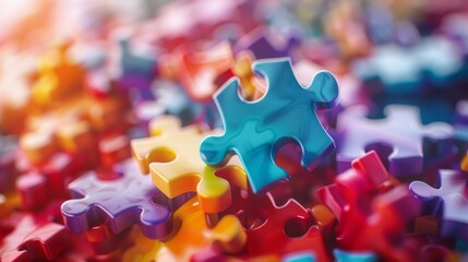 Colorful Puzzle Pieces Interlocking