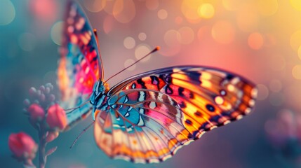 Vibrant Butterfly in a Soft, Warm Glow