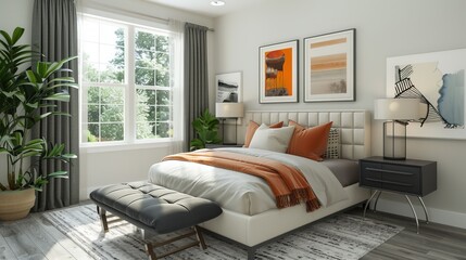 Modern Bedroom Interior Design with Large Windows