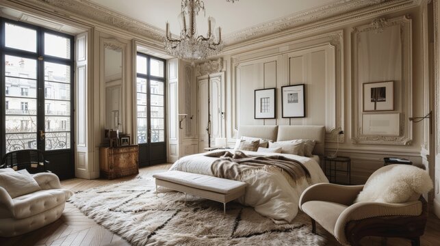 Elegant Parisian Bedroom with a View
