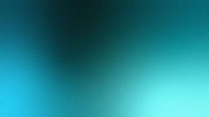 Grainy noise black to turquoise gradient background for wallpaper template backdrop