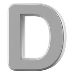 Silver 3D Font Letter D uppercase