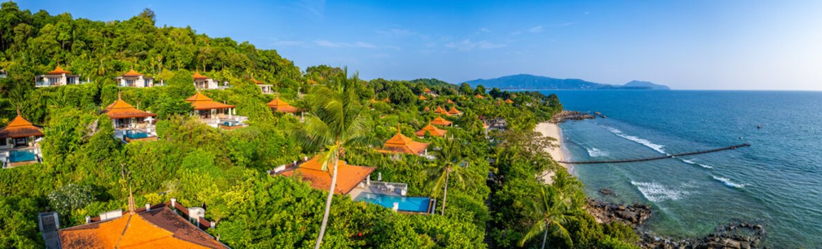 Aerial view at trisara beach in Bang Tao, Phuket, Thailand