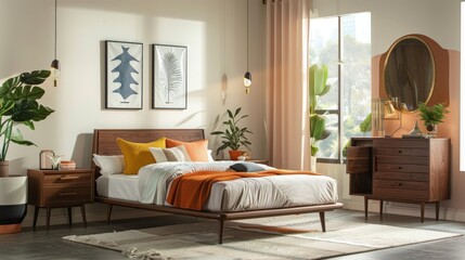Modern Bedroom Interior Design with Wooden Furniture
