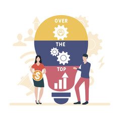 OTT - Over The Top  acronym. business concept background. vector illustration concept with keywords and icons. lettering illustration with icons for web banner, flyer, landing