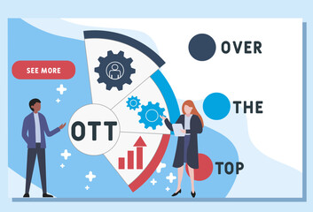 OTT - Over The Top  acronym. business concept background. vector illustration concept with keywords and icons. lettering illustration with icons for web banner, flyer, landing