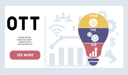 OTT - Over The Top  acronym. business concept background. vector illustration concept with keywords and icons. lettering illustration with icons for web banner, flyer, landing