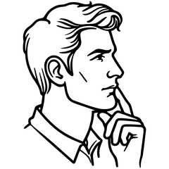 Man Face Thinking Sketch Illustration.