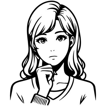 recommend clip art: Woman Face Thinking Line Art.