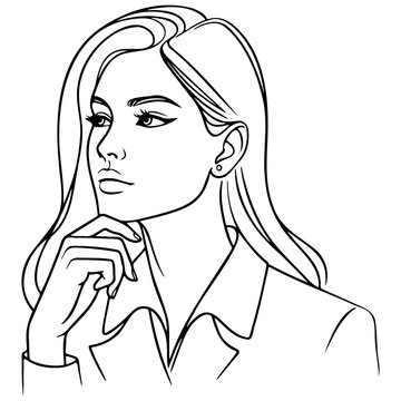 recommend clip art: Woman Face Thinking Line Art.
