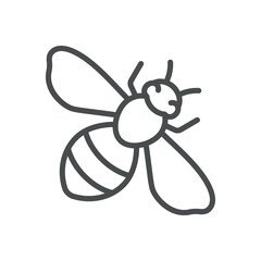 Bee with Wings Icon. Simple Illustration of a Bee in Flight. Linear Vector Design. Vector Symbol on White Background.