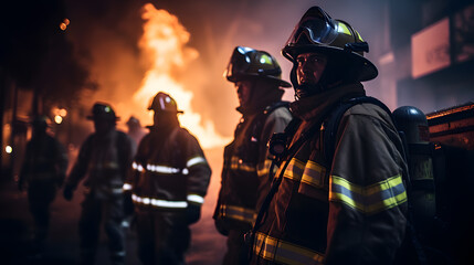 Firefighters in Action During Emergency Response