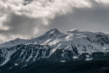 Snow covered mountain panorama (Bormio, Italian alps)
