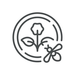 Monofloral Honey Icon. Simple Line Illustration of a Single Flower with a Bee, Symbolizing Honey Derived from a Single Type of Flower. Vector Symbol on White Background.