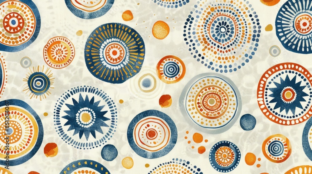 Poster bohemian style hand drawn pattern with circles dots and spots for textile fabric wallpaper and digit