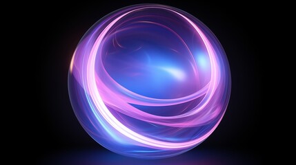 Naklejka premium Abstract Glowing Orb with Neon Purple and Blue Swirls