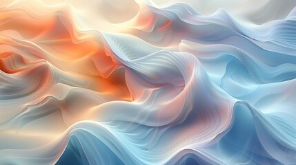 Obraz premium A serene abstract background with flowing curves and waves in soft pastel tones, creating a calming and harmonious design that evokes a sense of movement and tranquility. Abstract Backgrounds