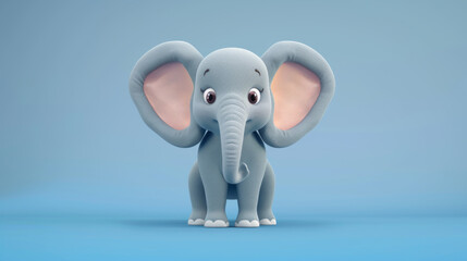 cartoon character of a cute elephant sitting on a blue background