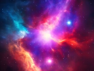 Naklejka premium Vibrant Nebula and Galactic Mystery - High-Resolution Space Backgrounds