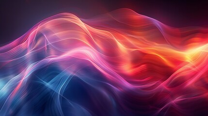 Obraz premium A dynamic capture of light painting with a variety of colors, creating fluid, ribbon-like trails against a dark, neutral background. Abstract Backgrounds Illustration, Minimalism,