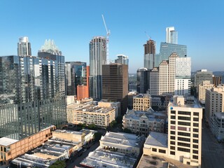 Aerial view of Austin: A vibrant and diverse city in Texas known for its live music scene, outdoor activities, and eclectic culture.. © WildPhotography.com