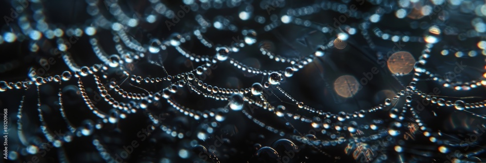 Poster dew drops on a spiderweb - a macro perspective