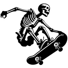 Silhouette of a skeleton playing a skateboard © Breck