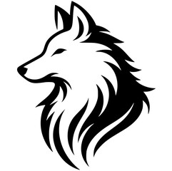 Hermosa silueta de cabeza de lobo © Breck