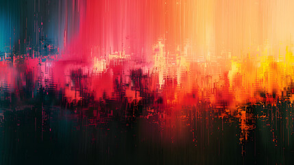 Fototapeta premium Abstract background with colourful distorted motion glitch. Broadcast error, grunge damaged effect
