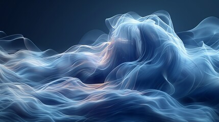 Fototapeta premium Abstract image of flowing smoke, highlighted to emphasize its delicate, sinuous forms and intricate patterns. Abstract Backgrounds Illustration, Minimalism,