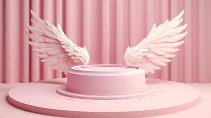 Angel wings with ribbon on a white background