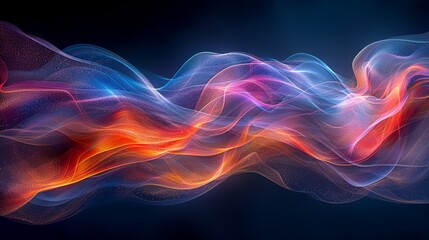 Fototapeta premium Dynamic capture of light trails from spinning poi, creating colorful, fluid shapes in the dark. Abstract Backgrounds Illustration, Minimalism,
