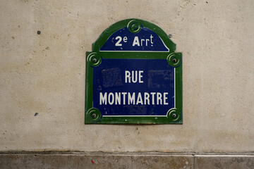 typical street name sign  from Paris , Rue Montmartre