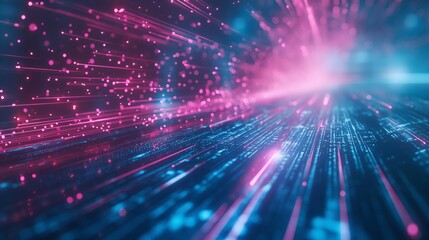 Obraz premium pink blue abstract light technology background of cyber attack.