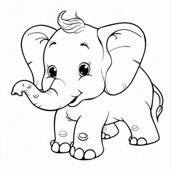 Fototapeta premium cartoon of a Elephant children coloring book page