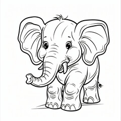 Fototapeta premium cartoon of a Elephant children coloring book page