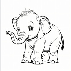 Fototapeta premium cartoon of a Elephant children coloring book page