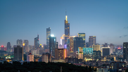 Obraz premium Illuminated Evening City Skyline