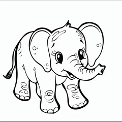 Fototapeta premium cartoon of a Elephant children coloring book page