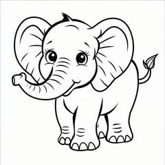 Fototapeta premium cartoon of a Elephant children coloring book page