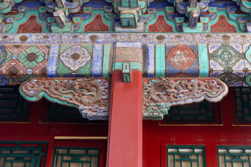 Wooden Architectural Elements with dragon pattern of the Forbidden City
